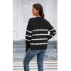 imageECOWISH Womens Long Sleeve Crewneck Striped Sweater  Fall 2025 Trendy Casual Knitwear for Office ampamp Daily WearBlack