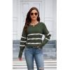 imageECOWISH Womens Long Sleeve Crewneck Striped Sweater  Fall 2025 Trendy Casual Knitwear for Office ampamp Daily WearGreen
