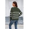 imageECOWISH Womens Long Sleeve Crewneck Striped Sweater  Fall 2025 Trendy Casual Knitwear for Office ampamp Daily WearGreen