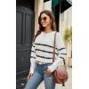 imageECOWISH Womens Long Sleeve Crewneck Striped Sweater  Fall 2025 Trendy Casual Knitwear for Office ampamp Daily WearWhite