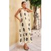 imageECOWISH Womens Summer Maxi Dress Casual One Shoulder Midi Dresses Beach Vacation Boho Floral Long Sundress with Pockets 2025Beige