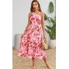 imageECOWISH Womens Summer Maxi Dress Casual One Shoulder Midi Dresses Beach Vacation Boho Floral Long Sundress with Pockets 2025Pink Flower