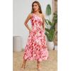 imageECOWISH Womens Summer Maxi Dress Casual One Shoulder Midi Dresses Beach Vacation Boho Floral Long Sundress with Pockets 2025Pink Flower