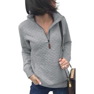 imageECOWISH Sweatshirt for Women Long Sleeve Shirts Soft Pullover Solid Color Top with Pockets