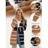 imageECOWISH Womens Cardigan Sweaters Fall Winter Knitted Rainbow Color Block Striped Cozy Kimono Long Sleeve Open Front Pockets76black Brown