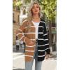 imageECOWISH Womens Cardigan Sweaters Fall Winter Knitted Rainbow Color Block Striped Cozy Kimono Long Sleeve Open Front Pockets76black Brown