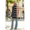 imageECOWISH Womens Cardigan Sweaters Fall Winter Knitted Rainbow Color Block Striped Cozy Kimono Long Sleeve Open Front Pockets76black Brown