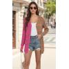 imageECOWISH Womens Cardigan Sweaters Fall Winter Knitted Rainbow Color Block Striped Cozy Kimono Long Sleeve Open Front Pockets76rose Red and Broen