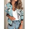 imageECOWISH Womens Casual Floral Zip Up Bomber Jacket Coat Lightweight Short Camo No Lining Outwear Tops Windbreaker with Pocket333 Sky Blue