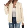 imageECOWISH Womens Casual Floral Zip Up Bomber Jacket Coat Lightweight Short Camo No Lining Outwear Tops Windbreaker with Pocket454beige