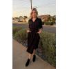 imageECOWISH Womens Maxi Shirt Dress  2025 Long Sleeve Button Casual Fall Aline Work Tiered Dresses with Belt and PocketsBlack
