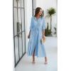 imageECOWISH Womens Maxi Shirt Dress  2025 Long Sleeve Button Casual Fall Aline Work Tiered Dresses with Belt and PocketsBlue