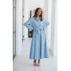 imageECOWISH Womens Maxi Shirt Dress  2025 Long Sleeve Button Casual Fall Aline Work Tiered Dresses with Belt and PocketsBlue