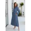 imageECOWISH Womens Maxi Shirt Dress  2025 Long Sleeve Button Casual Fall Aline Work Tiered Dresses with Belt and PocketsGray Blue