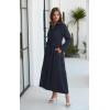 imageECOWISH Womens Maxi Shirt Dress  2025 Long Sleeve Button Casual Fall Aline Work Tiered Dresses with Belt and PocketsNavy
