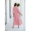 imageECOWISH Womens Maxi Shirt Dress  2025 Long Sleeve Button Casual Fall Aline Work Tiered Dresses with Belt and PocketsPink