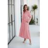 imageECOWISH Womens Maxi Shirt Dress  2025 Long Sleeve Button Casual Fall Aline Work Tiered Dresses with Belt and PocketsPink