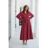 imageECOWISH Womens Maxi Shirt Dress  2025 Long Sleeve Button Casual Fall Aline Work Tiered Dresses with Belt and PocketsWine Red
