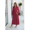 imageECOWISH Womens Maxi Shirt Dress  2025 Long Sleeve Button Casual Fall Aline Work Tiered Dresses with Belt and PocketsWine Red