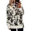 imageECOWISH Women Side Split Sweatshirt Fall Crewneck Long Sleeve Oversized Camo Shirts Casual Camouflage Print Pullover Tops472 Black Floral