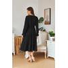 imageECOWISH Women Winter Casual Dress  V Neck Long Sleeve Midi Pleated Tiered Plaid Loose Maternity Holiday Picnic Dresses428 Black