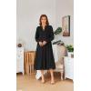 imageECOWISH Women Winter Casual Dress  V Neck Long Sleeve Midi Pleated Tiered Plaid Loose Maternity Holiday Picnic Dresses428 Black