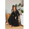 imageECOWISH Women Winter Casual Dress  V Neck Long Sleeve Midi Pleated Tiered Plaid Loose Maternity Holiday Picnic Dresses428 Black