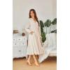 imageECOWISH Women Winter Casual Dress  V Neck Long Sleeve Midi Pleated Tiered Plaid Loose Maternity Holiday Picnic Dresses428 Champagne