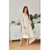 imageECOWISH Women Winter Casual Dress  V Neck Long Sleeve Midi Pleated Tiered Plaid Loose Maternity Holiday Picnic Dresses428 Champagne