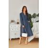 imageECOWISH Women Winter Casual Dress  V Neck Long Sleeve Midi Pleated Tiered Plaid Loose Maternity Holiday Picnic Dresses428 Navy Blue