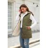 imageECOWISH Women Long Puffer Vest Fall Zip up Reversible Fleece Jacket 2025 Winter Warm Sleeveless Hooded Coat with Pockets462 Army Green