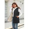 imageECOWISH Women Long Puffer Vest Fall Zip up Reversible Fleece Jacket 2025 Winter Warm Sleeveless Hooded Coat with Pockets462 Black