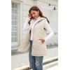 imageECOWISH Women Long Puffer Vest Fall Zip up Reversible Fleece Jacket 2025 Winter Warm Sleeveless Hooded Coat with Pockets462 Light Khaki