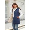 imageECOWISH Women Long Puffer Vest Fall Zip up Reversible Fleece Jacket 2025 Winter Warm Sleeveless Hooded Coat with Pockets462 Navy Blue