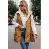 imageECOWISH Women Long Puffer Vest Fall Zip up Reversible Fleece Jacket 2025 Winter Warm Sleeveless Hooded Coat with PocketsBrown