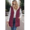 imageECOWISH Women Long Puffer Vest Fall Zip up Reversible Fleece Jacket 2025 Winter Warm Sleeveless Hooded Coat with PocketsWine Red