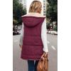 imageECOWISH Women Long Puffer Vest Fall Zip up Reversible Fleece Jacket 2025 Winter Warm Sleeveless Hooded Coat with PocketsWine Red