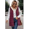 imageECOWISH Women Long Puffer Vest Fall Zip up Reversible Fleece Jacket 2025 Winter Warm Sleeveless Hooded Coat with PocketsWine Red