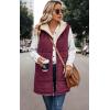 imageECOWISH Women Long Puffer Vest Fall Zip up Reversible Fleece Jacket 2025 Winter Warm Sleeveless Hooded Coat with PocketsWine Red