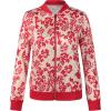 imageECOWISH Womens Casual Floral Zip Up Bomber Jacket Coat Lightweight Short Camo No Lining Outwear Tops Windbreaker with Pocket3303 Orange Red