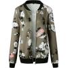 imageECOWISH Womens Casual Floral Zip Up Bomber Jacket Coat Lightweight Short Camo No Lining Outwear Tops Windbreaker with Pocket333 Army Green