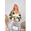 imageECOWISH Womens Cropped Cardigan Sweaters 2025 Fall Striped Color Block Long Sleeve Button Up Knit Sweater Y2k CoatsArmy Green