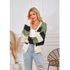 imageECOWISH Womens Cropped Cardigan Sweaters 2025 Fall Striped Color Block Long Sleeve Button Up Knit Sweater Y2k CoatsArmy Green