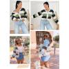 imageECOWISH Womens Cropped Cardigan Sweaters 2025 Fall Striped Color Block Long Sleeve Button Up Knit Sweater Y2k CoatsArmy Green