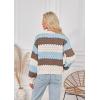 imageECOWISH Womens Cropped Cardigan Sweaters 2025 Fall Striped Color Block Long Sleeve Button Up Knit Sweater Y2k CoatsBlue