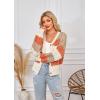 imageECOWISH Womens Cropped Cardigan Sweaters 2025 Fall Striped Color Block Long Sleeve Button Up Knit Sweater Y2k CoatsOrange