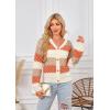 imageECOWISH Womens Cropped Cardigan Sweaters 2025 Fall Striped Color Block Long Sleeve Button Up Knit Sweater Y2k CoatsOrange
