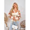 imageECOWISH Womens Cropped Cardigan Sweaters 2025 Fall Striped Color Block Long Sleeve Button Up Knit Sweater Y2k CoatsOrange