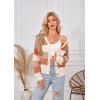 imageECOWISH Womens Cropped Cardigan Sweaters 2025 Fall Striped Color Block Long Sleeve Button Up Knit Sweater Y2k CoatsOrange