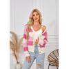 imageECOWISH Womens Cropped Cardigan Sweaters 2025 Fall Striped Color Block Long Sleeve Button Up Knit Sweater Y2k CoatsPink